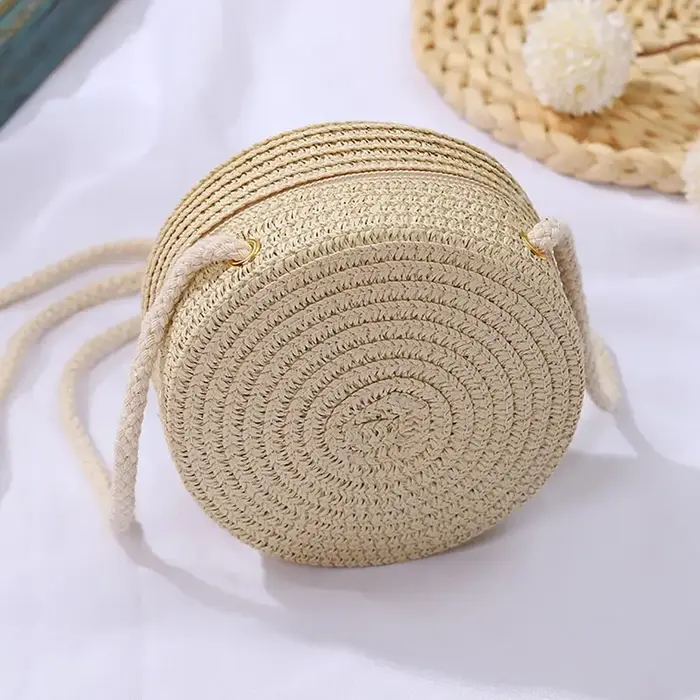 Sac à main en paille tendance en forme de coquillage, fait main, sacs à bandoulière pour enfants