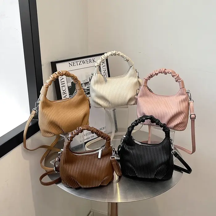 Sacs à main en cuir PU plissés pour femmes