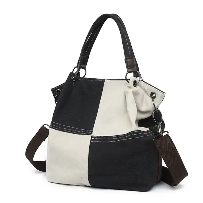 Sac fourre-tout rétro en toile pour femme, mode simple, initié, grande capacité, sac à bandoulière, 