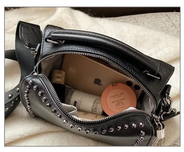Sac à main de luxe pour femme avec rivets