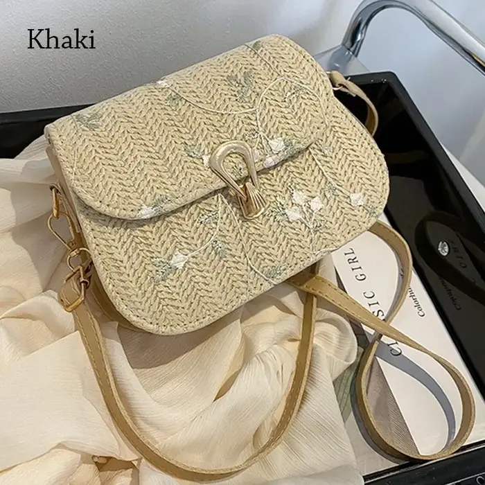 Sac de selle tissé à fleurs pour femmes