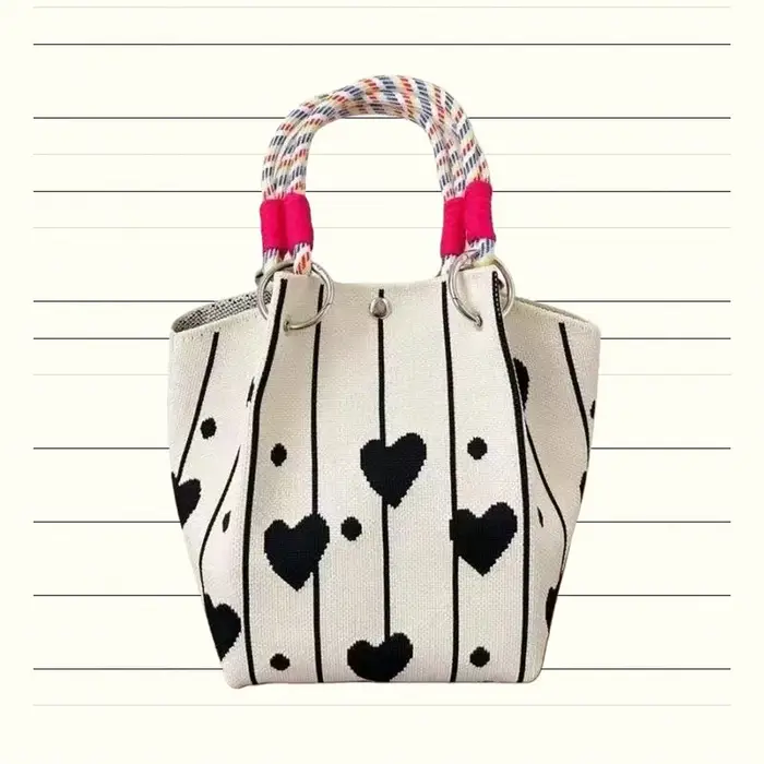 Sac fourre-tout décontracté en tricot à motifs tendance