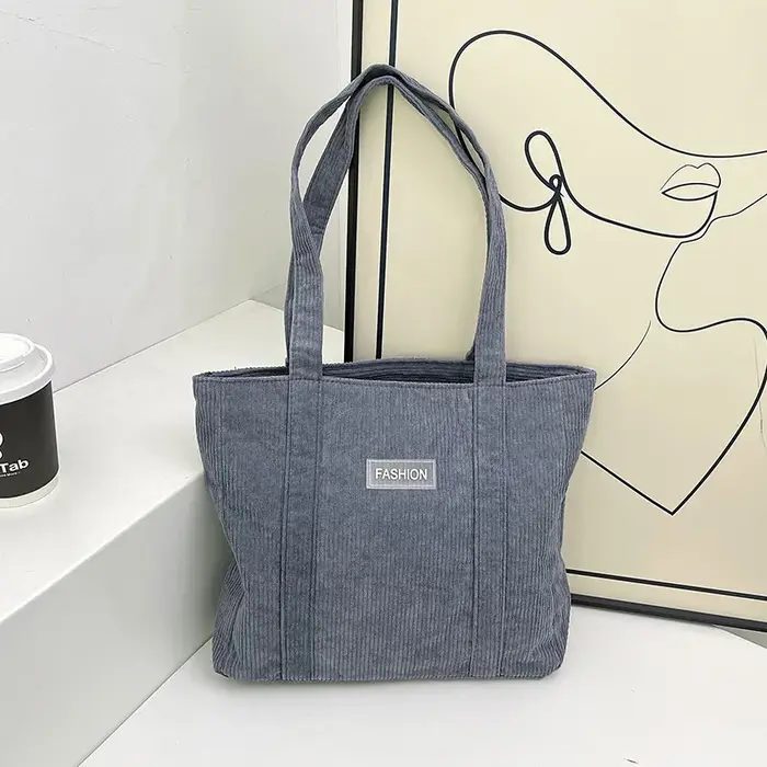 Sac à bandoulière en velours côtelé de grande capacité pour femmes