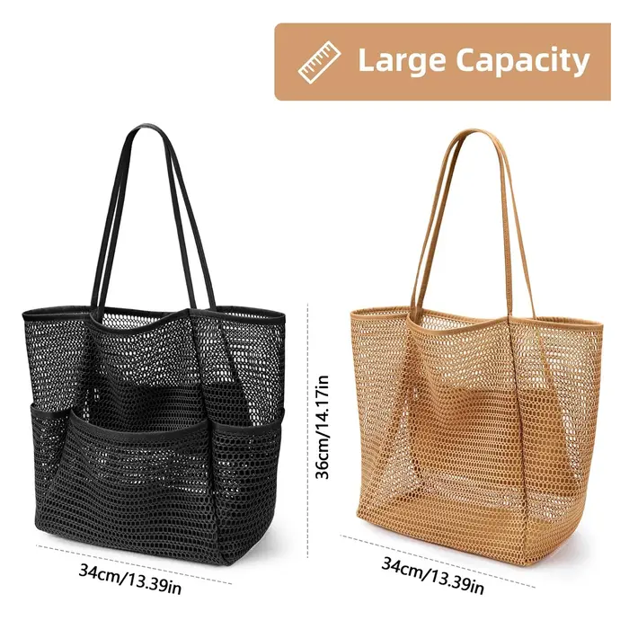 Grand sac de plage en maille pour femme