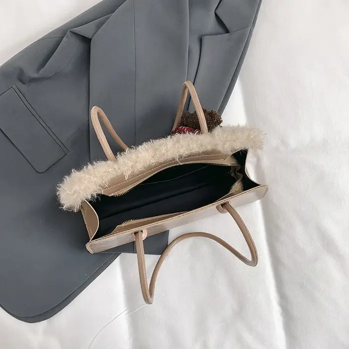 Sac à main en laine d'agneau de luxe pour femme