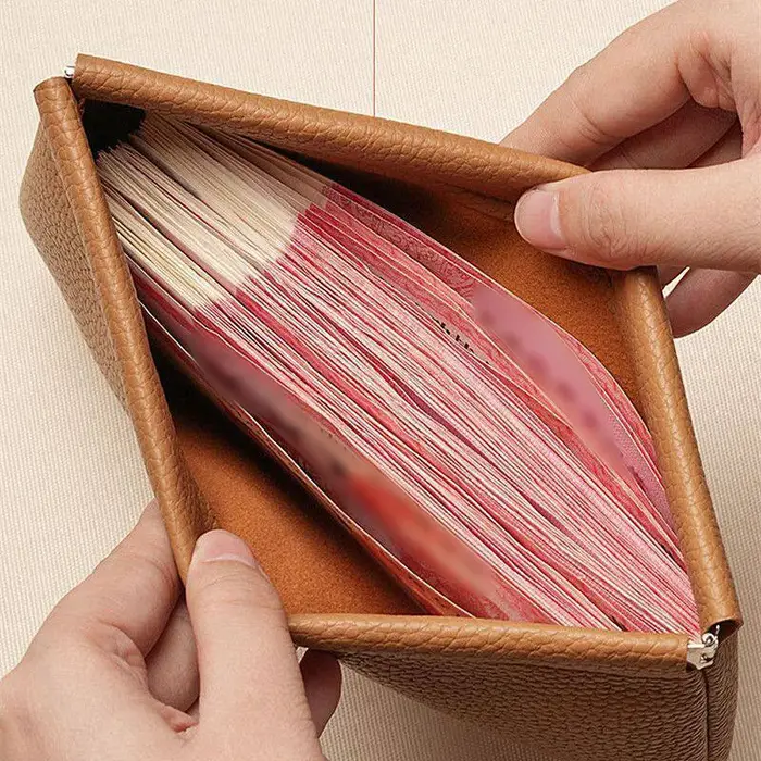 Pochette de rangement automatique en PU grain litchi