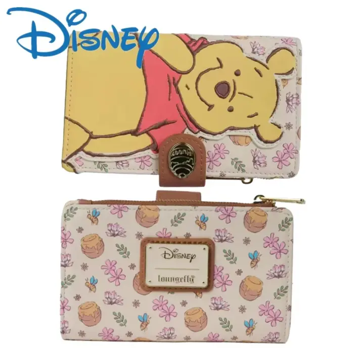 Loungefly Winnie l'ourson portefeuille pour femmes mignon petit sac à main en cuir court sac de carte bancaire avec dessin animé ourson conception cadeaux