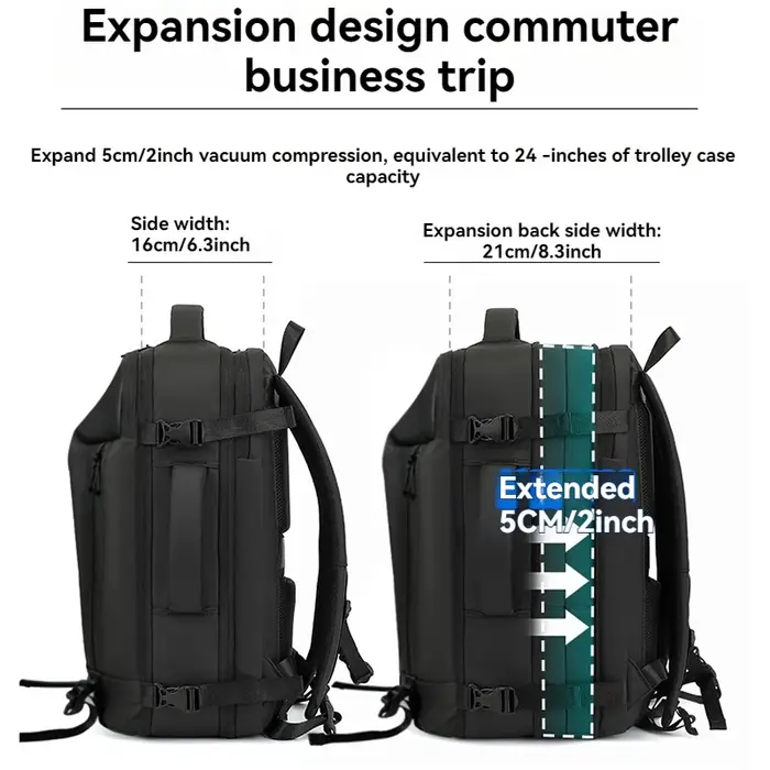 Sac à dos de voyage scellé sous vide 50L-65L avec compression d'air extensible et pompe de gonflage
