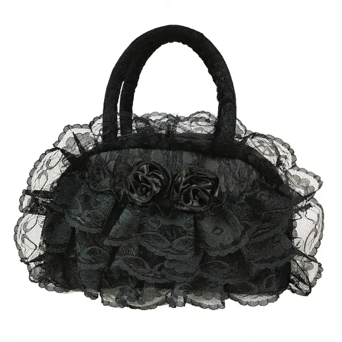 Sac à main de style rétro pour femmes avec garniture à volants en dentelle pour les voyages quotidiens