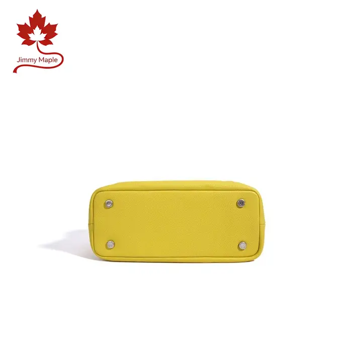 Sac fourre-tout minimaliste en cuir véritable jaune à longue poignée 2026 pour femme