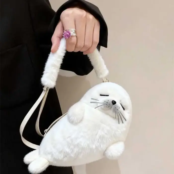 Sac à bandoulière en forme de phoque mignon et épaissi