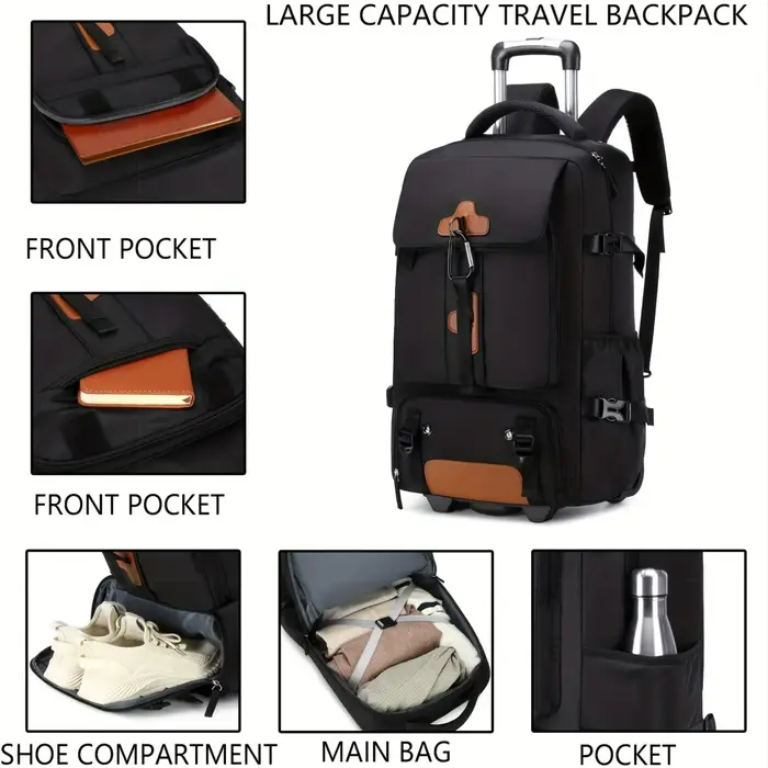 Sac à dos à roulettes grande capacité