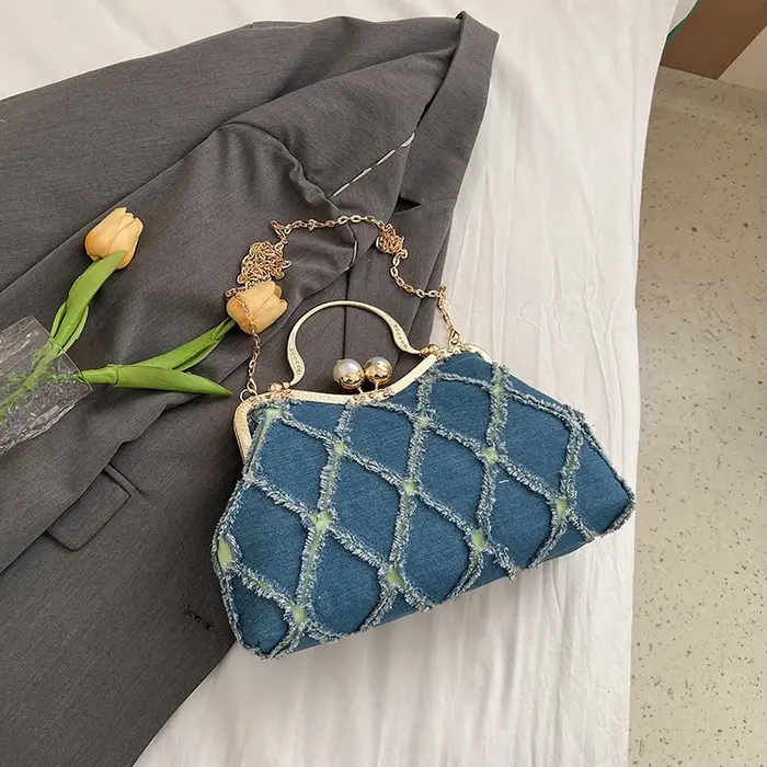 Sac à bandoulière de marque pour femme, sac en jean de créateur, sac à main à clip, pochette, sac à