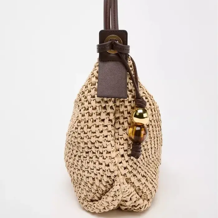 Hobos décontracté sac de paille concepteur tissé femmes sacs à bandoulière Vintage perle déco