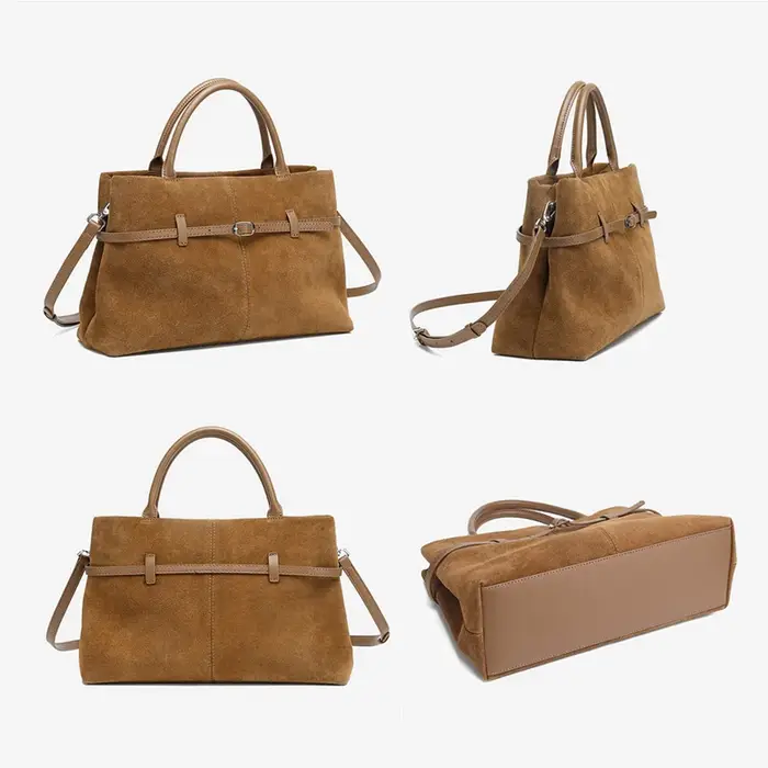 Porte-documents surdimensionné en cuir suédé pour femmes, sac à bandoulière spacieux, sac à main de