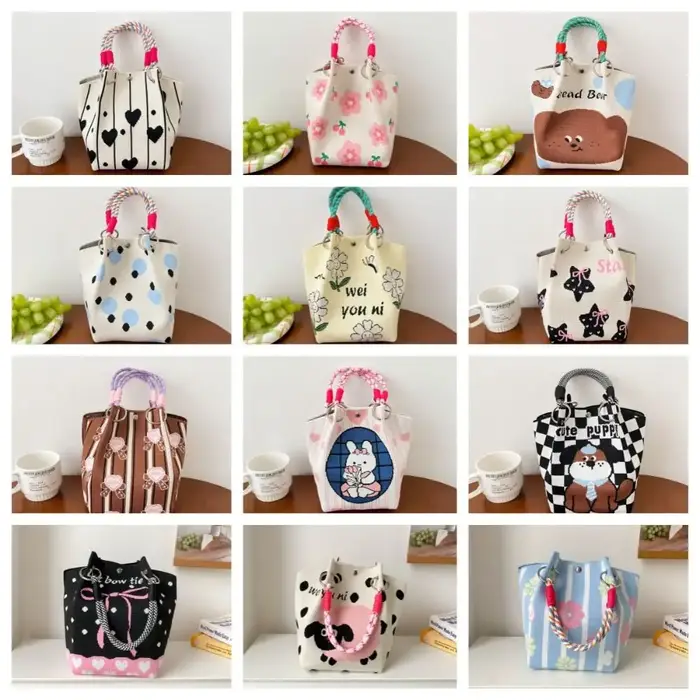 Sac fourre-tout tricoté chat mignon