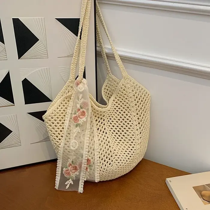 Sac fourre-tout d'été en dentelle avec nœud pour femme