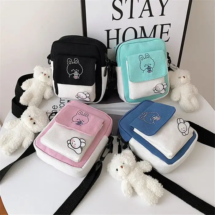 Mode toile messager sacs à main mignon