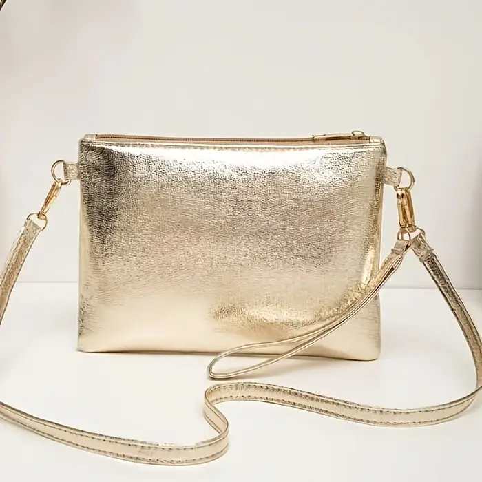 Sac à bandoulière élégant doré brillant