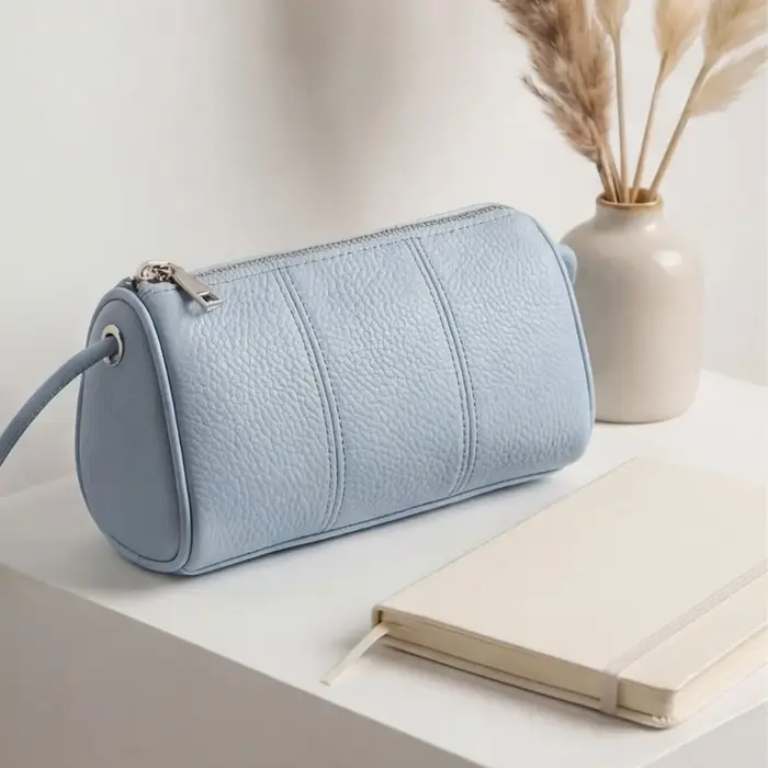 Sac à bandoulière Boston en cuir texturé litchi pour femme