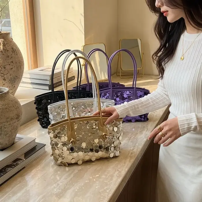 Sac fourre-tout décontracté brillant à sequins