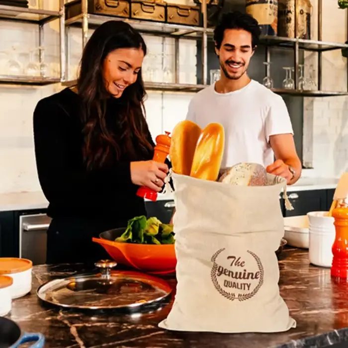 Sac à pain en lin, sacs réutilisables pour pain