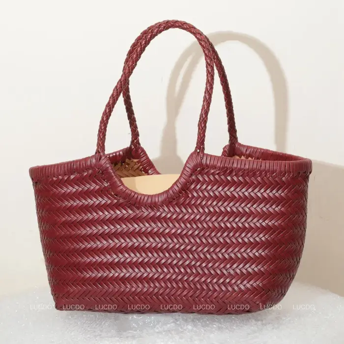 Sacs à main femmes en cuir véritable sac à bandoulière tissage sac à provisions décontracté Vintage 