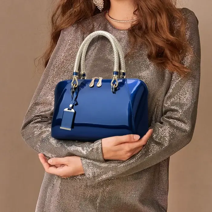 Sac à main Boston en cuir brillant pour femme