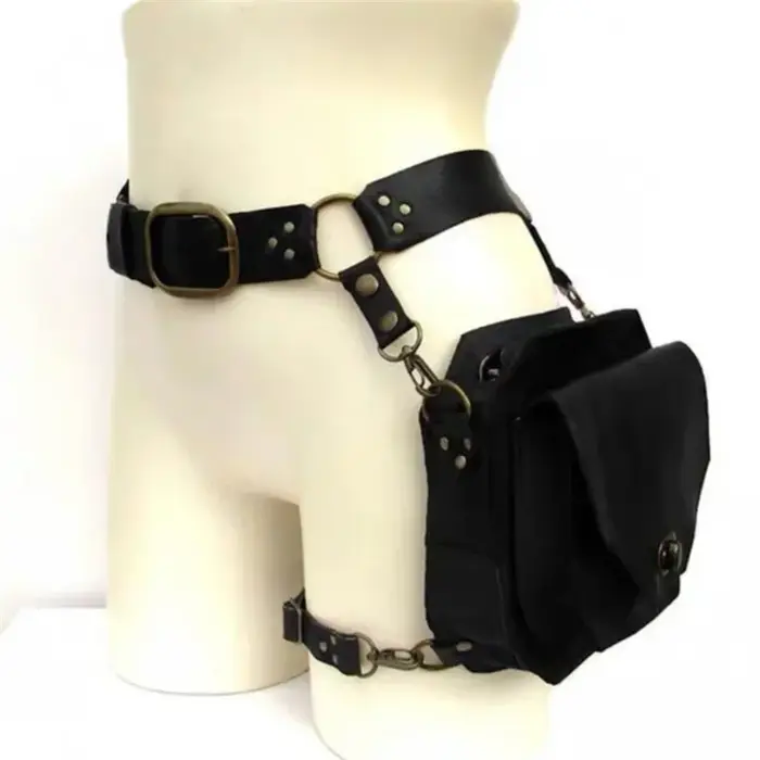Sac de taille carré Punk rétro en PU pour femmes, petits sacs de hanche carrés décontractés pour fem