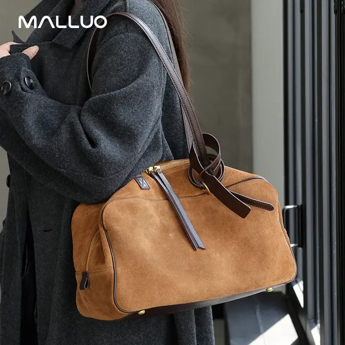 Dames décontracté doux daim peau de vache sacs à main femmes givré en cuir de vache sac à bandoulièr