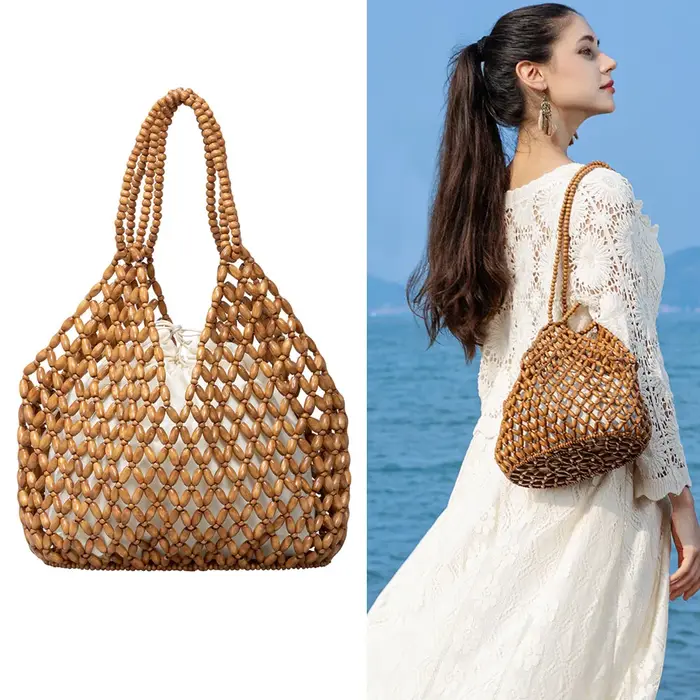 Sac à main tissé à la main avec perles pour femmes