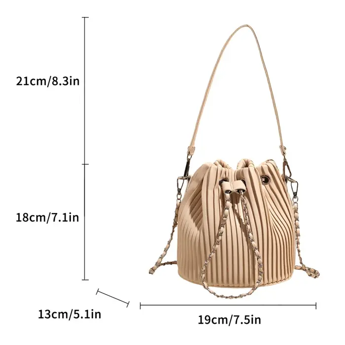 Sac noir pour femmes, sac à bandoulière tendance avec design plissé