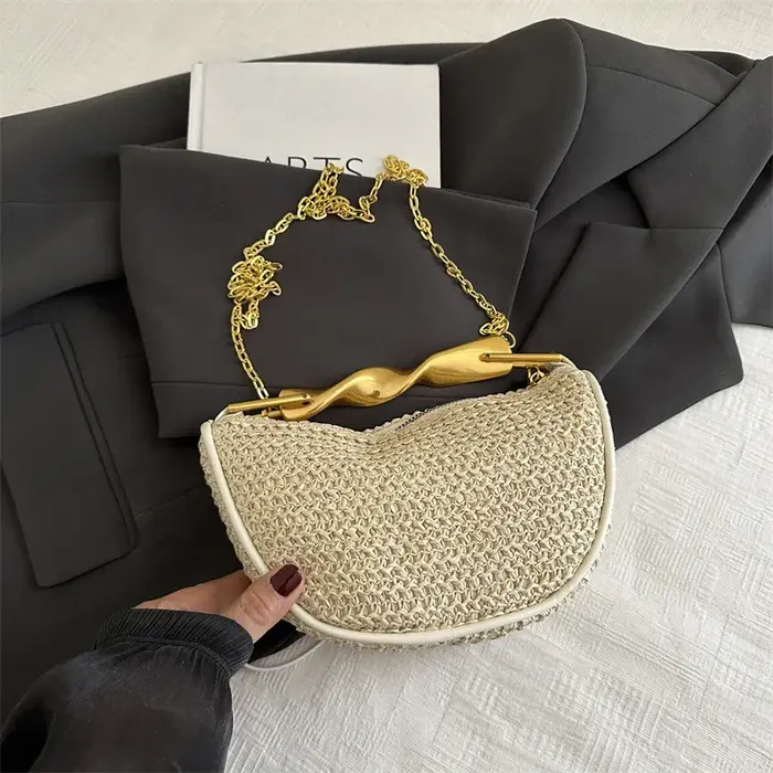 Gusure été concepteur épaule sac à bandoulière paille tissage pochette sac à main femmes boulette ba