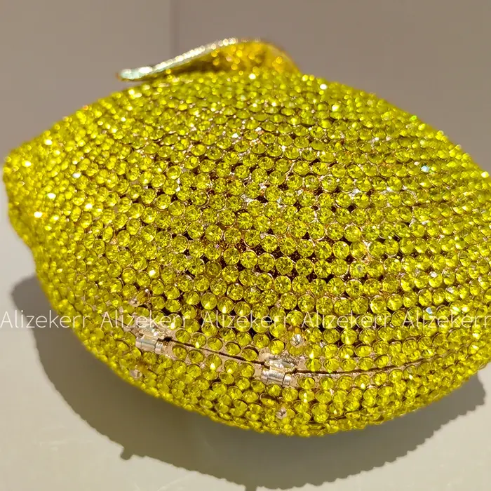Alizekerr citron en forme de diamant sacs de soirée femmes magnifique Unique Bling strass métallique