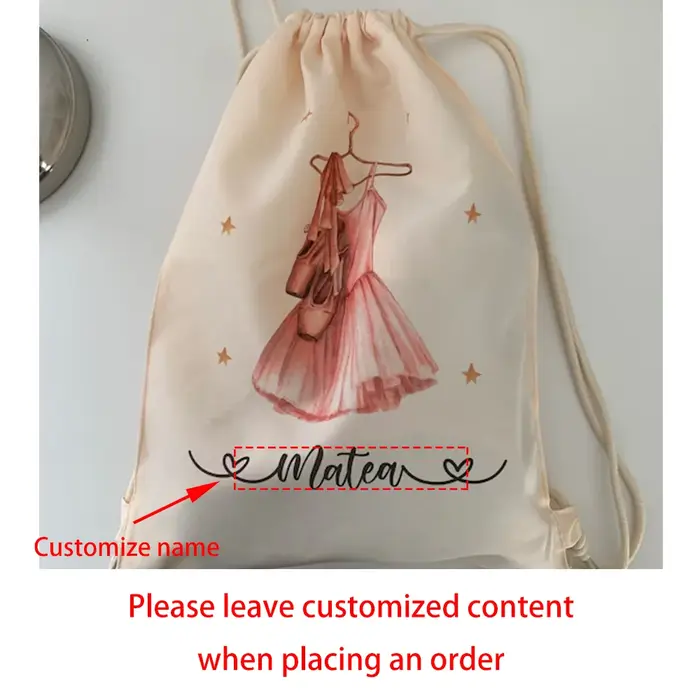 Sac de Ballet personnalisé ballerine cordon coton sacs de sport changement de vêtements maternelle retour à l'école filles sac de danse de robinet