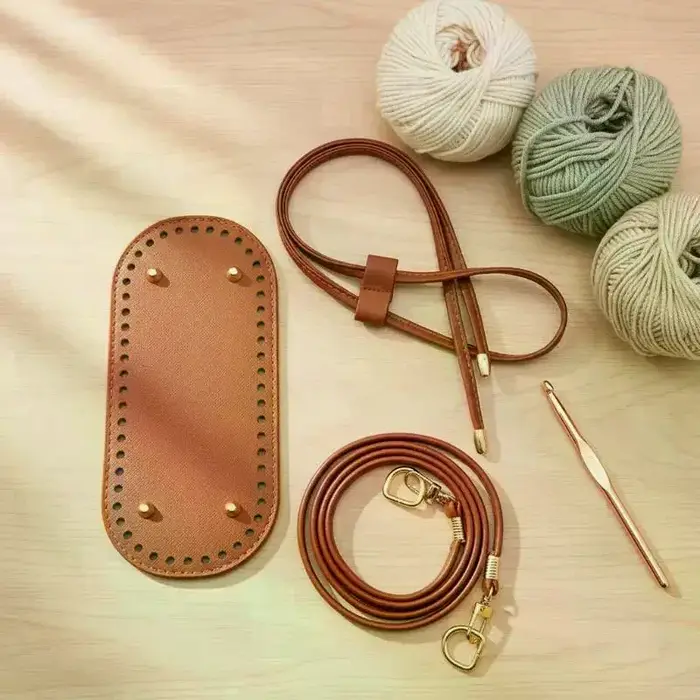 Kit d'accessoires DIY pour sac à main au crochet : base de sac en cuir PU