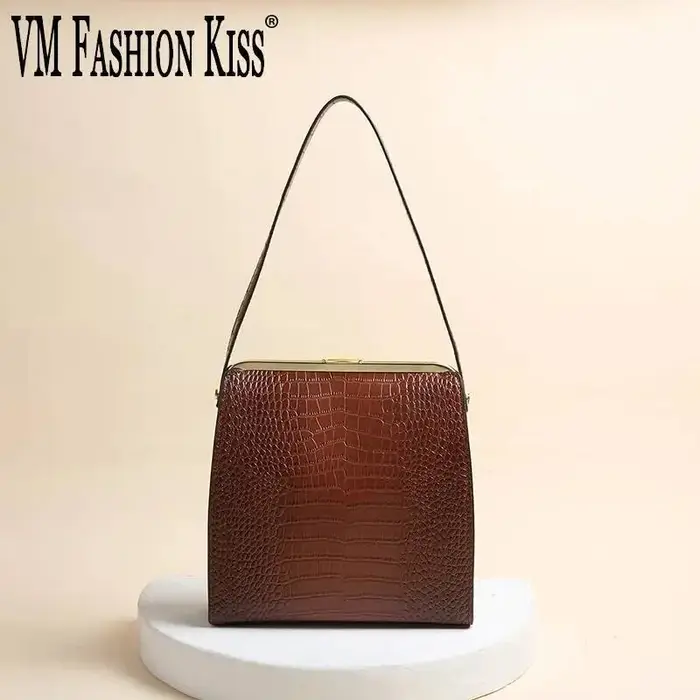 Sac à main classique Vintage motif Crocodile bordeaux en cuir synthétique