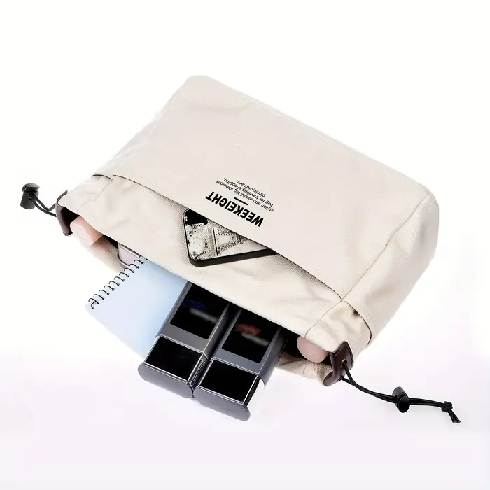 Sac à cordon en toile avec doublure intérieure multi-poches