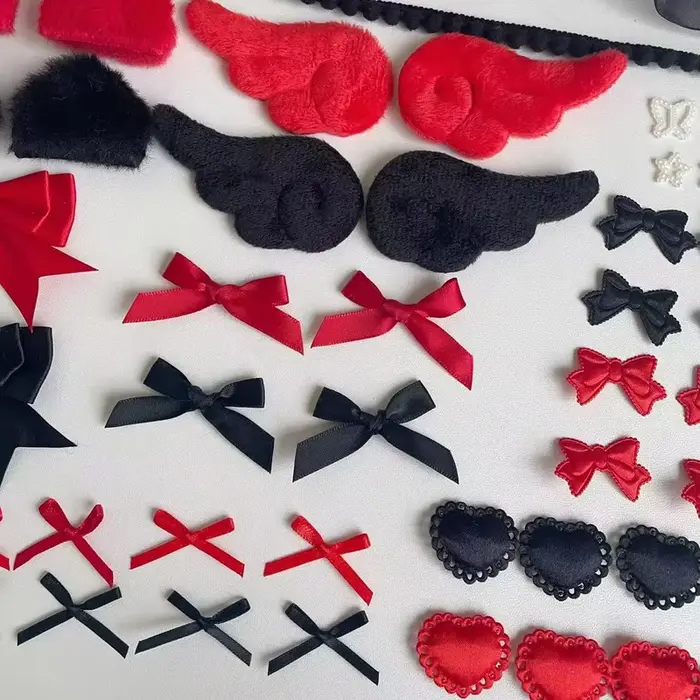 Kit de matériaux DIY pour Itabag en dentelle noire et rouge, porte-badges, pochette pour cartes, accessoires de décoration gothique, présentoir pour articles d'anime