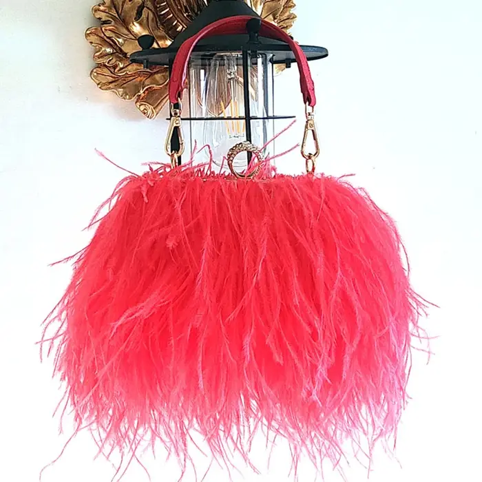 Sacs à main de luxe en plumes d'autruche pour femmes