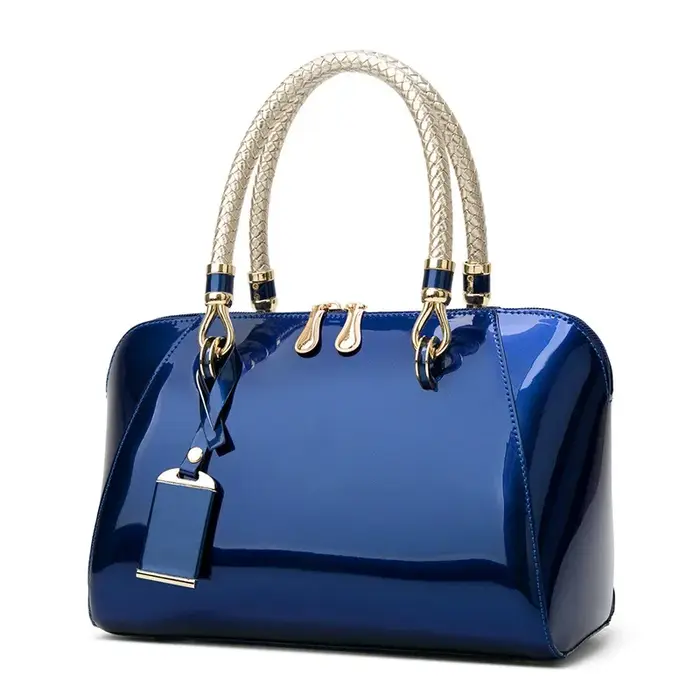 Sac à main Boston en cuir brillant pour femme