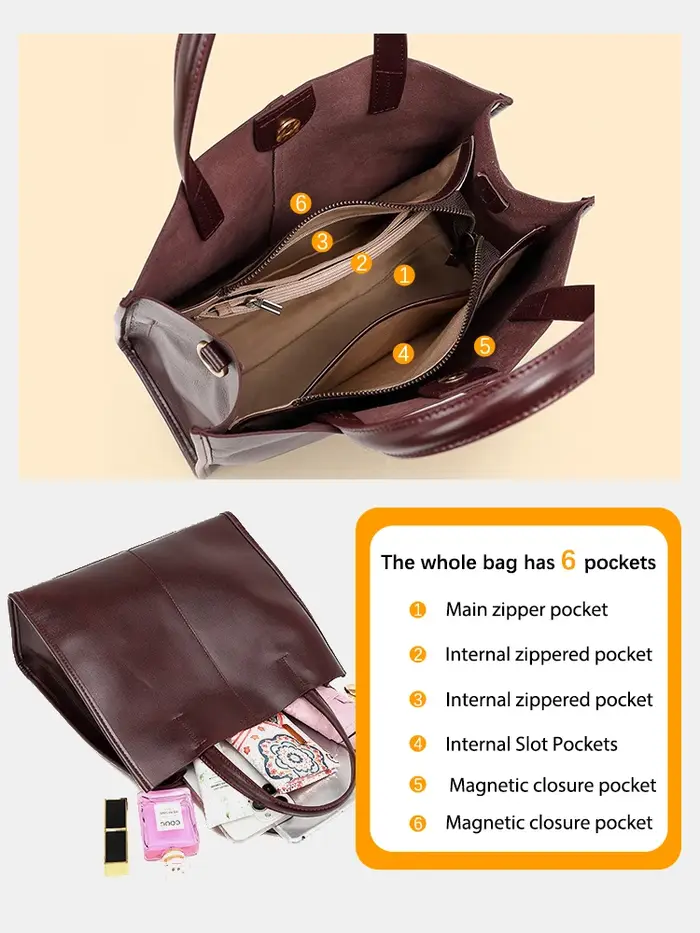 Zency – sac à bandoulière en cuir véritable pour femmes, sac à main de luxe décontracté de grande ca