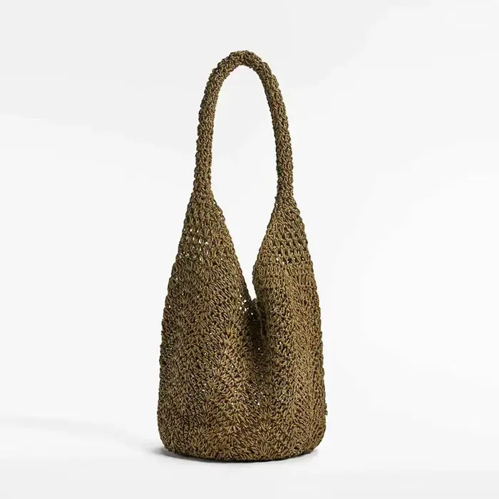 Sac en paille tissé pour femme, sac de plage polyvalent, style vacances