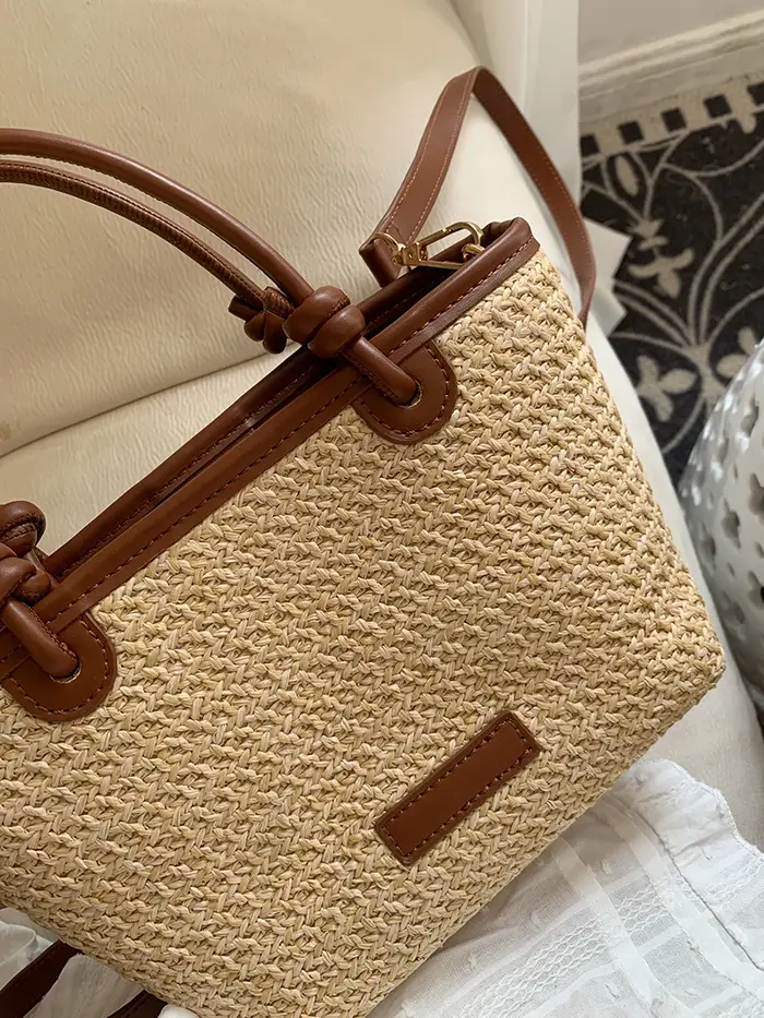 Sac à bandoulière en paille pour femmes