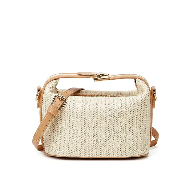 Sac seau en paille tressée, nouveau modèle tendance et haut de gamme, sac décontracté pour femme, po