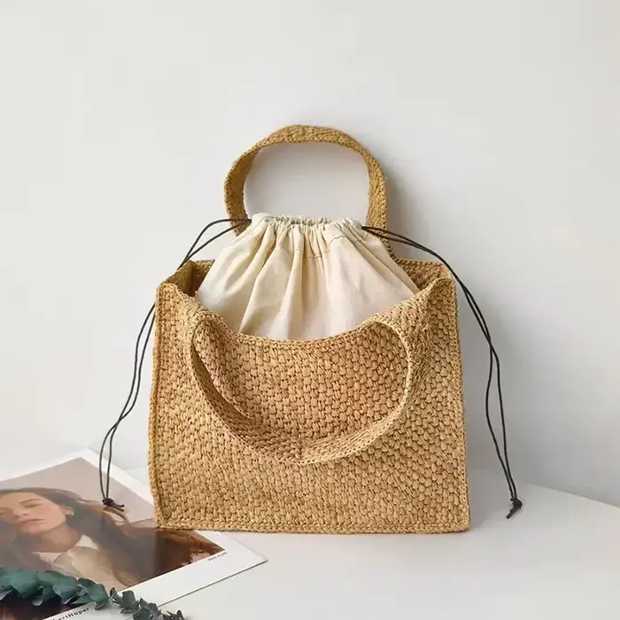 Été raphia paille femmes vacances tissé plage sac à bandoulière capacité Simple sac à main classique simplicité luxe concepteur sac fourre-tout
