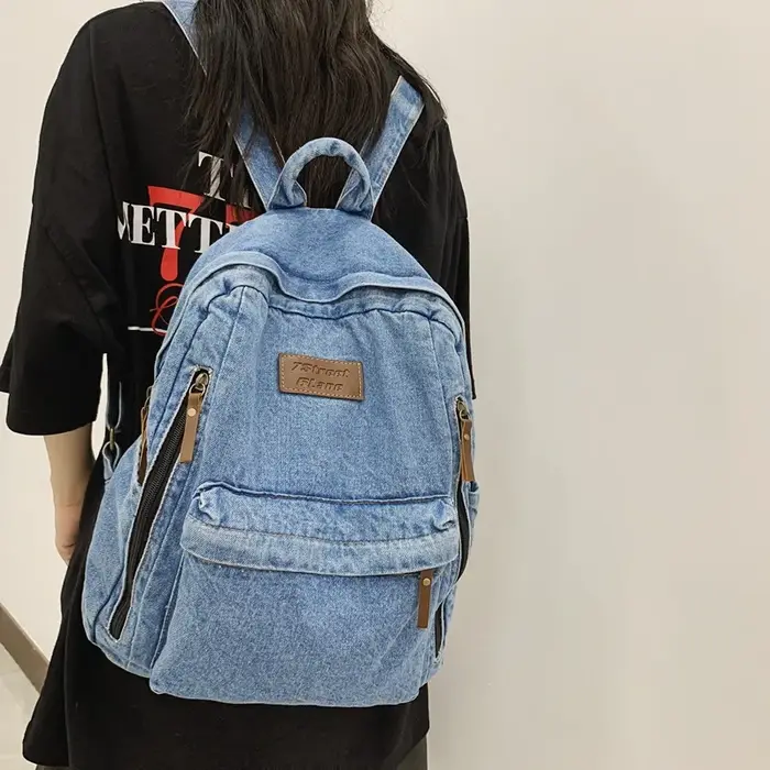 Denim mode sacs à dos pour l'école tendance étudiant jean sac Multi poches grande capacité sac à dos Mochila De Escola Feminina 2023
