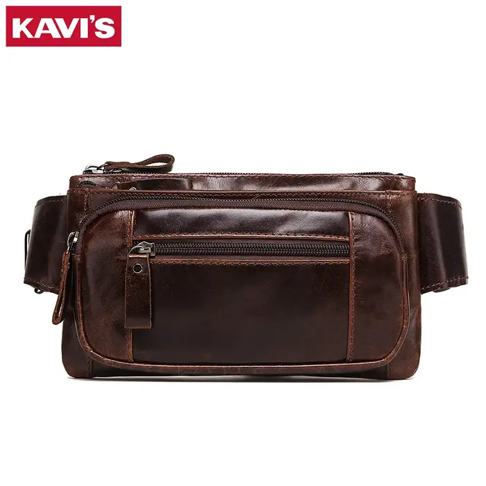 KAVIS Sac messager pour homme en cuir