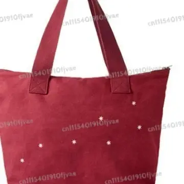 Sac fourre-tout en toile rouge brodé et imprimé