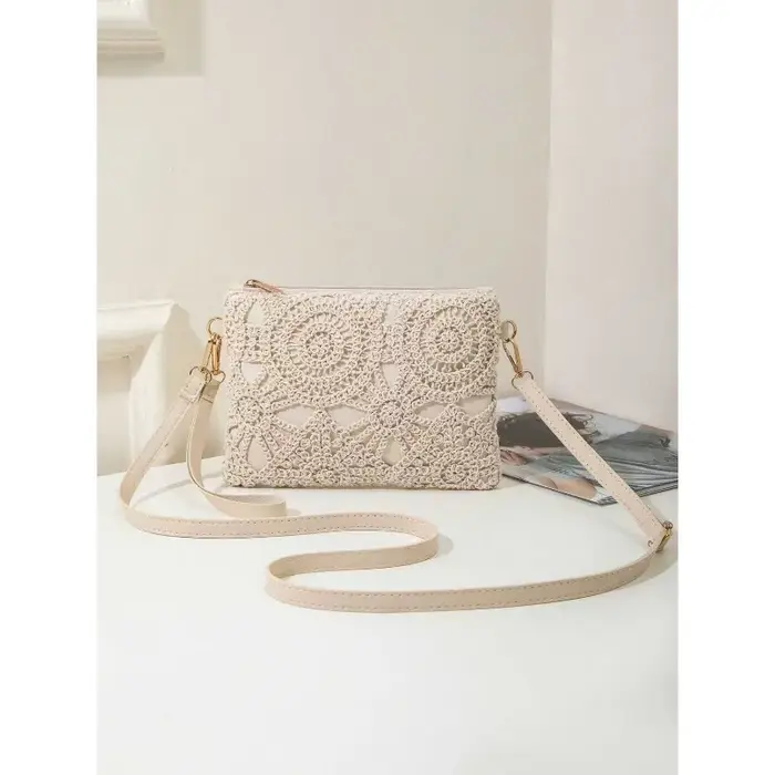 Sac à bandoulière tressé ajouré style bohème 2026, polyvalent, décontracté, floral, pour femme, idéa